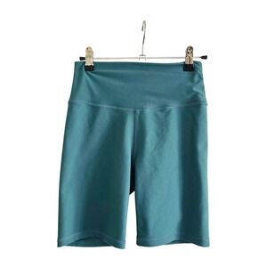 Abercrombie YPB Biker Shorts Women Small Teal High Rise Activewear Workout
